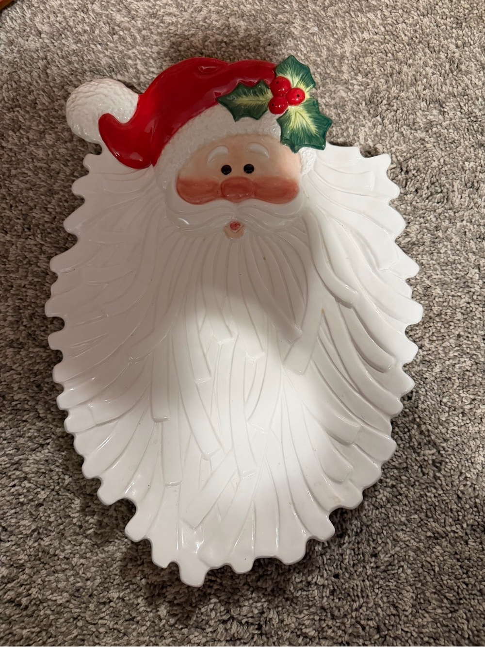 Fitz and Floyd Santa Face Serving Platter in Red, White and Green